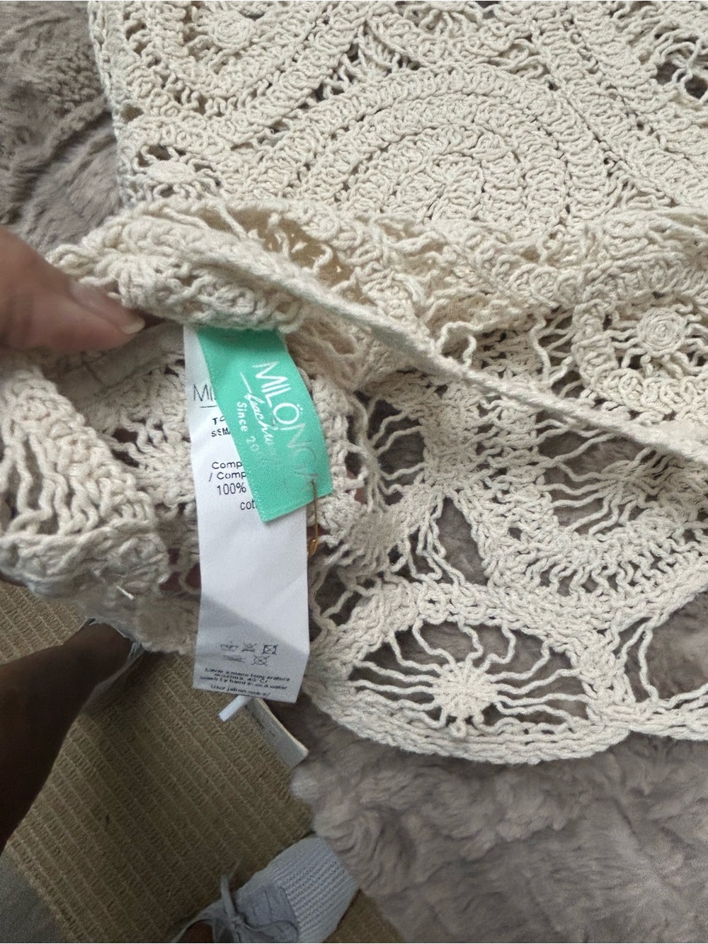 White Crochet Swim Coverup Tank - Lightweight Lace Overlay - Picture 2 of 4